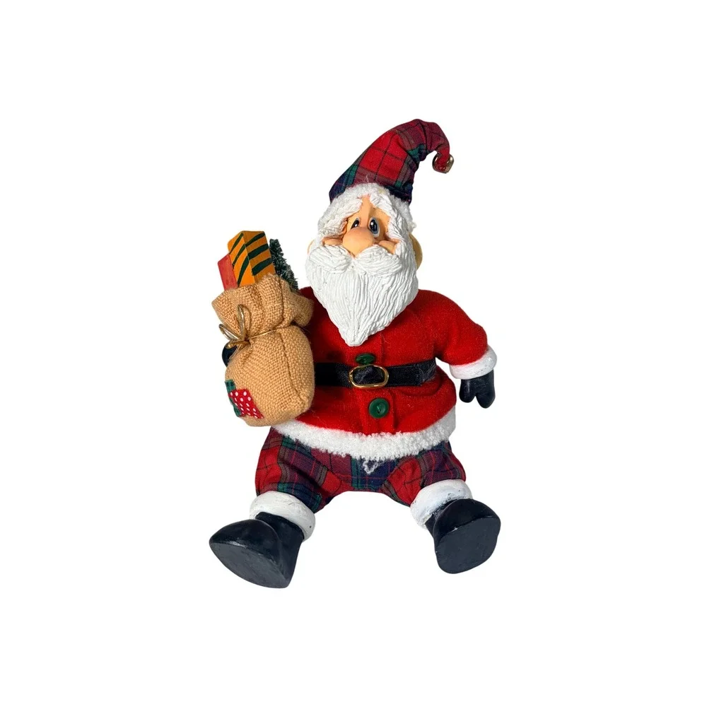 Russ Berrie Santa Claus Figurine Kathleen Kelly Critter Factory 2909 Plaid Red
